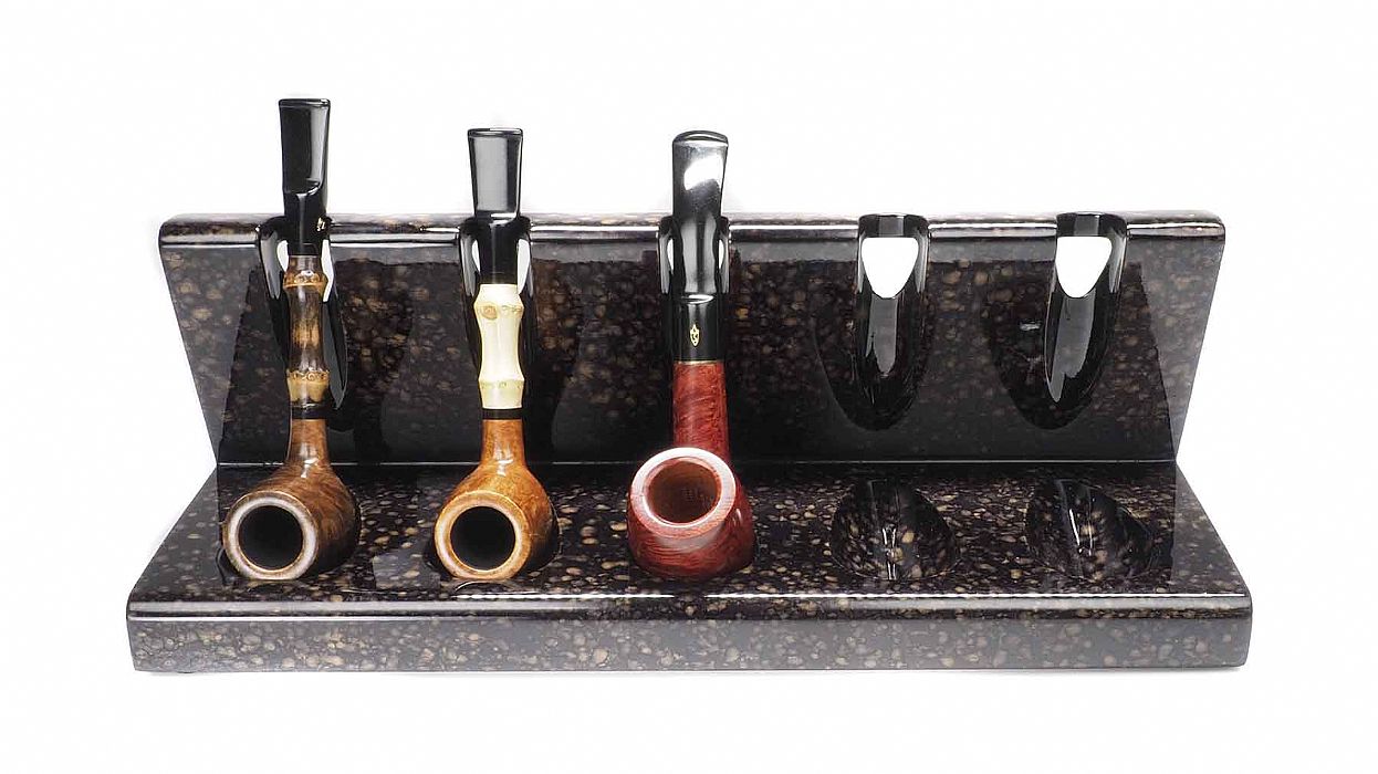 Pipe Rack 5 Pipes Black Burl Wood Finish The Danish Pipe Shop